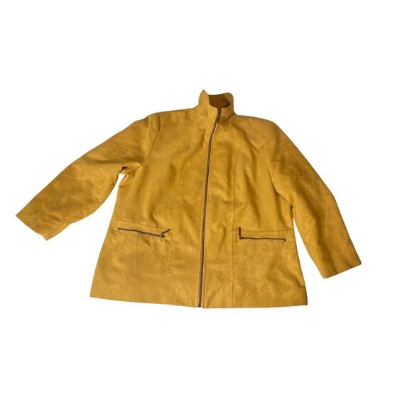 Allison Daley Womens Yellow Faux Suede Zip Jacket With Pockets Size 16 - Picture 8 of 10